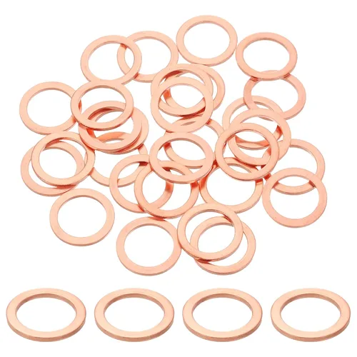 Miniatura 21 de uxcell 75 anillos de sellado de arandela plana M36 de cobre, 1.417 in ID 1.654 in OD 0.059 in de grosor, arandelas de trituración de cobre, junta