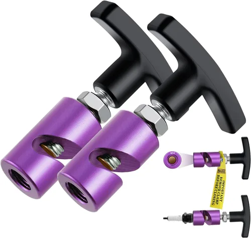 Soporte de capó de automóvil y pinza de bujía de 0.55 pulgadas con punta de latón, color morado, 2 unidades, soporte universal para capó, abrazadera