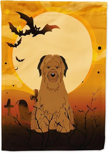 Miniatura 180 de Caroline's Treasures BB4307GF - Bandera de Halloween Airedale para jardín, bandera decorativa para patio exterior, obras de arte de patio, macizos