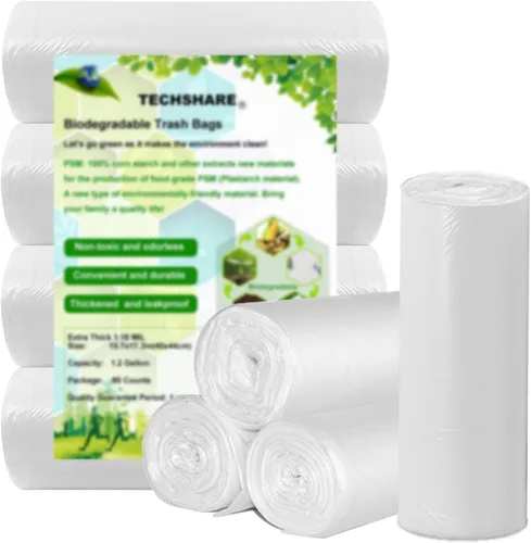 Miniatura 9 de Bolsas de basura biodegradables de 4 a 6 galones, 100 unidades, extra gruesas pequeñas bolsas de basura para reciclaje para cocina, baño, patio