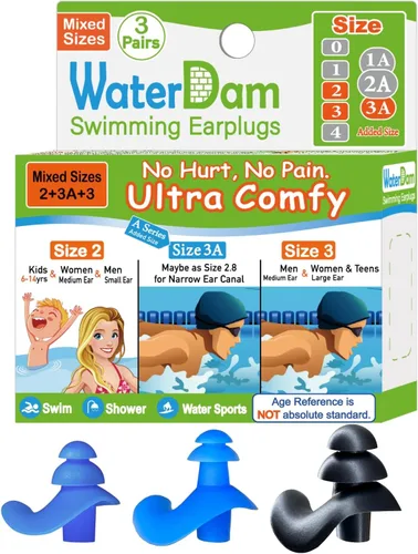 Miniatura 21 de WaterDam A-Series - Tapones de natación para los oídos, ultra cómodos, grandes, impermeables