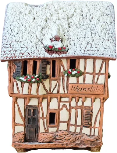 Miniatura 8 de Colección de casas y pueblos de cerámica - Casa hecha a mano en miniatura de bodega histórica en Bernkastel-Kues, Alemania - Vela, cono de incienso