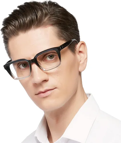 MARE AZZURO Gafas de Lectura Retro Cuadradas +1.75 para Hombre Lentes Grandes 1.0 1.25 1.5 1.75 2.0 2.25 2.5 2.75 3.0 3.5 4.0 5.0 6.0 (Negro+claro,