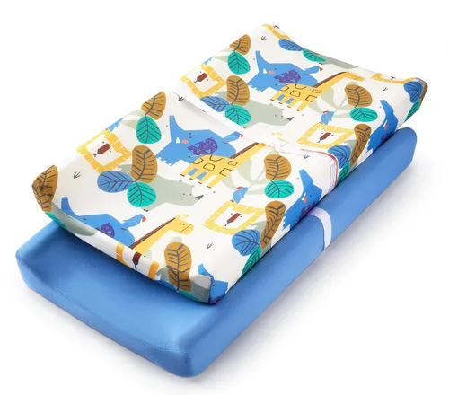 Miniatura 20 de TILLYOU Juego de funda para cambiador de pañales de material suave de jersey para niña, se adapta a almohadillas contorneadas de 32 pulgadas/34 x 16