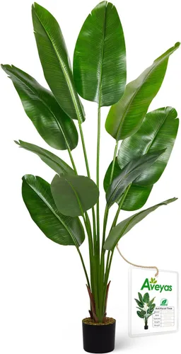 Aveyas Árbol Artificial Ave del Paraíso de 6 pies para Decoración del Hogar, Planta de Piso Falsa de 6 Pies, Árbol Tropical Falso de Hoja de Plátano