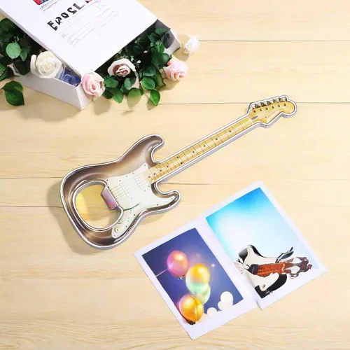 Miniatura 3 de 1 pieza/set abridor de botellas de cerveza con forma de guitarra, abridor de botellas de cerveza en forma de guitarra, regalo para amantes de la Gris