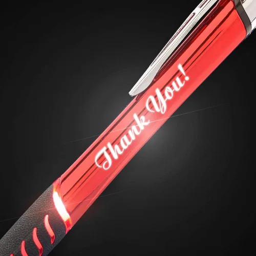 Miniatura 3 de 5 bolígrafos de metal grabados con láser personalizados con grabado iluminado y agarre. Disponible en 5 colores - Personalización gratuita - Haz