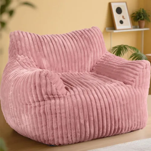 Miniatura 13 de Puf gigante, cómodo sofá puff de felpa de gran tamaño para adultos y niños con reposabrazos, mini sofá de espuma viscoelástica para sala de estar
