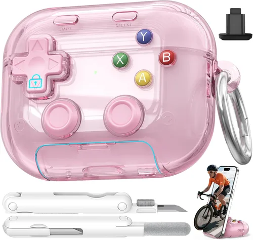 Miniatura 17 de Funda para AirPods Pro 3, con botón presionable, bloqueo de seguridad y soporte para teléfono, funda de regalo divertida para mujeres y hombres