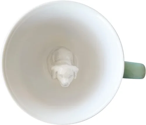 Miniatura 5 de Creature Cups - Taza de cerámica con diseño de perro (11 onzas, exterior verde agua) - Taza con animal 3D oculto en su interior - Taza de cachorro
