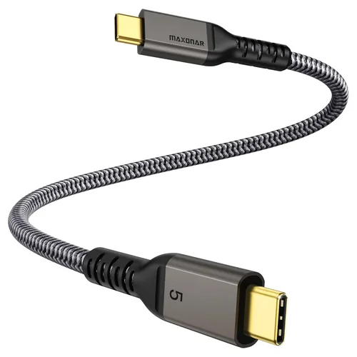 Maxonar Cable Thunderbolt 5 de 1 pie de 80 Gbps, aumento de ancho de banda de hasta 120 Gbps, potencia de 240 W, pantalla dual de 8 K, compatible