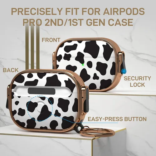 Miniatura 5 de Maxjoy Funda para AirPods Pro de 2ª/1ª generación con cerradura, bonita funda protectora rígida para AirPods Pro 2, funda protectora para AirPod Pro