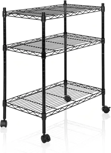 Miniatura 13 de SUPER DEAL Estantería de alambre de almacenamiento resistente de 4 estantes negros para restaurante, garaje, despensa, cocina, estante de garaje