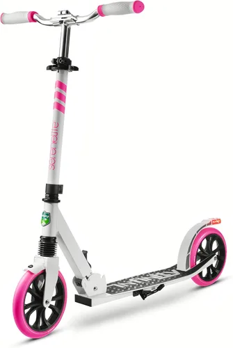 SereneLife Patinete ligero y plegable cómodo manubrio de barra en T, scooter ajustable para adolescentes y adultos, cubierta de aleación con ruedas