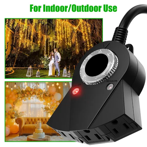 Miniatura 6 de Temporizador de sensor de luz para exteriores, temporizador de salida impermeable resistente de 24 horas con modo de cuenta regresiva de 2, 4, 6 u 8