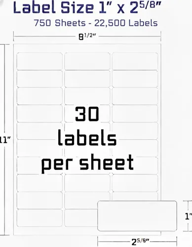 Miniatura 29 de Etiquetas de envío de direcciones imprimibles de fácil despegado, 1 pulgada x 2 5/8 pulgadas Adhesivo personalizable Blanco 300 etiquetas