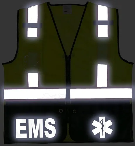 Miniatura 3 de Chaleco de seguridad EMS Survivor, Tipo R Clase 2, logotipos reflectantes con bolsillo trasero gigante.
