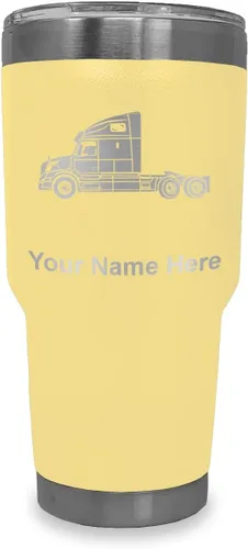 Miniatura 15 de LaserGram Taza aislada al vacío de 20 onzas, cabina de camión, grabado personalizado incluido (negro)