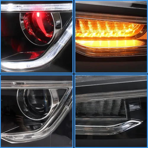 Miniatura 6 de VLAND Faros delanteros de proyector compatibles con Je-tta 2012-2018 (no compatible con TDI Wagon) Demon Eyes+Swithchback, necesita bombillas