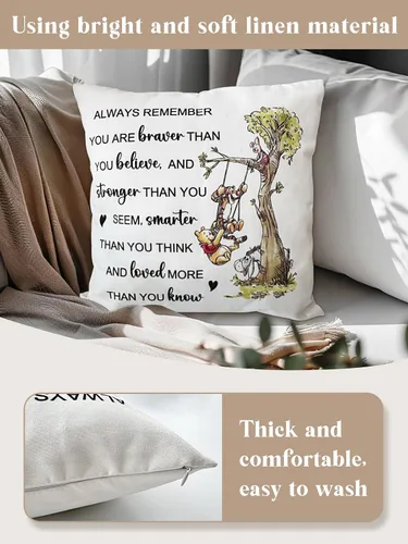 Miniatura 2 de Funda de almohada con texto en inglés "You're Braver Than You Believe" (You're Braver Than You Believe) - Funda de almohada cuadrada para sofá