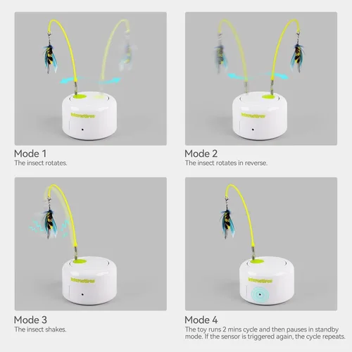 Miniatura 7 de ALL FOR PAWS Juguete interactivo para gatos, juguetes automáticos para gatos con insectos voladores para gatos aburridos de interior, juguetes
