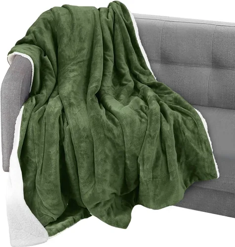 Miniatura 52 de Elegant Comfort Manta reversible de franela sherpa, ultrasuave, mullida, acogedora y afelpada, manta decorativa ligera para todas las estaciones, 50