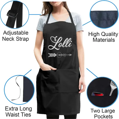 Miniatura 3 de Delantal de cocina para abuelas, talla única, Lolli Cool Grandmother Grandma Nana Delantales para hombres y mujeres, decoración del hogar, Negro