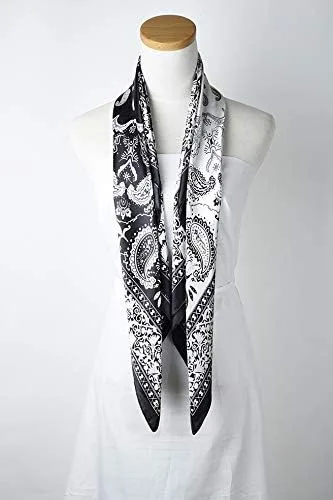 Miniatura 4 de corciova - Bufanda cuadrada grande para mujer, diadema sedosa para cabello rizado, lazo para dormir por la noche, bandana a la moda, 35 x 35 pulgadas