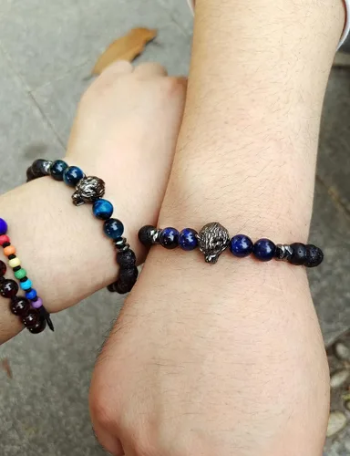 Miniatura 4 de CEYIYA Viking Wolf Head Bracelet - Anti Anxiety Energy Stone Beaded Bracelet for Men and Boys,Healing Crystal Stress Relief Charm Wolf Bracelet for