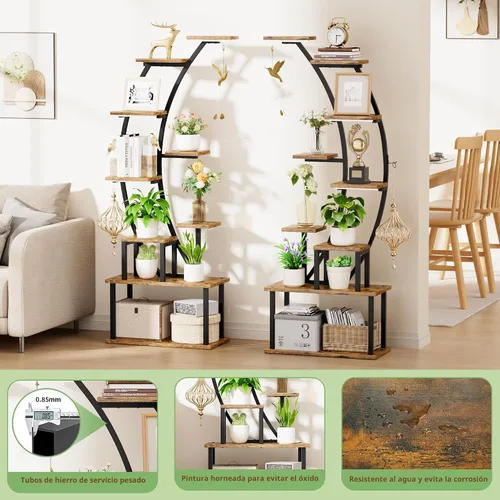 Miniatura 7 de BACEKOLL - Soporte para plantas de interior con luces de crecimiento, estantería metálica de 9 niveles, soporte alto de plantas de 162 cm