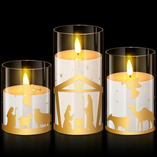 Miniatura 11 de Blosssound 3 Pack 4th of July Flameless Candles Battery Operated Independence Day Stars in Blue Red Flameless Flickering Candles LED for Gifts Home