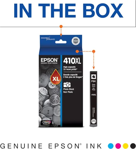 Miniatura 2 de Epson 410 Claria Premium Ink Cartucho negro fotográfico de alta capacidad (T410XL120) funciona con Expression Premium XP-530, XP-630, XP-640