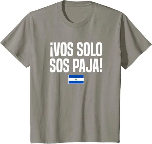 Miniatura 33 de Camiseta Vos Solo Sos Paja Salvadoran Slang Bandera de El Salvador, Negro