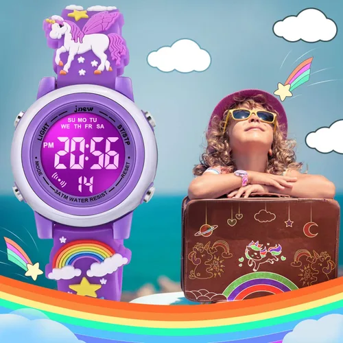 Miniatura 26 de Relojes impermeables de dibujos animados 3D para niñas con alarma, los mejores regalos de juguetes para niñas de 3 a 12 años