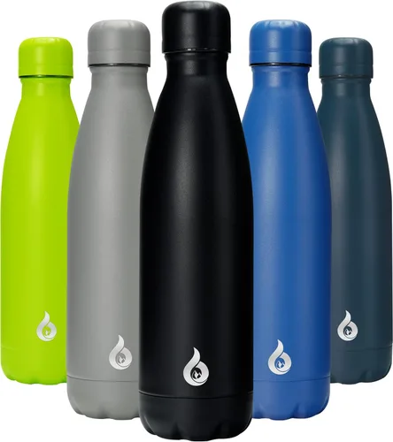 Miniatura 28 de BJPKPK Botella de Agua Aislada 17oz Botellas de Agua de Acero Inoxidable Apta para Lavavajillas Metal Térmica Mantiene Frío y Caliente, Gris Niebla