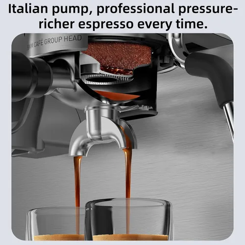 Miniatura 2 de Máquina de café expreso de 15 barras con molinillo de café antiobstrucciones integrado, máquinas de café Expresso con varita de vapor de leche