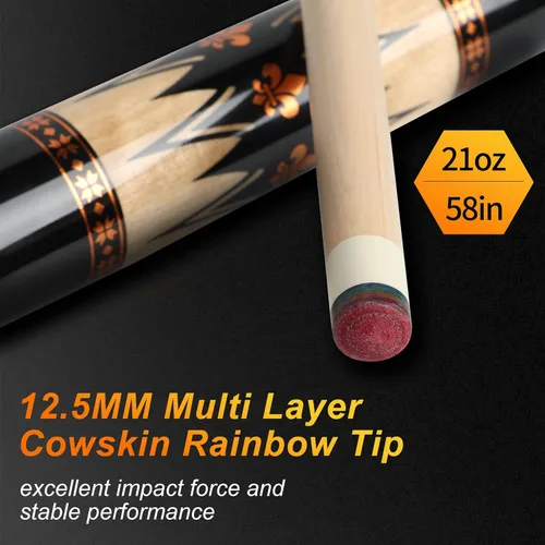 Miniatura 4 de Pool Cues Stick,3 in 1 Adjustable Maple Pool Cue Stick Sets Cue Sticks 58 inch Pool Cues Adult Canadian Maple Wood Billiard Stick with Carry Case