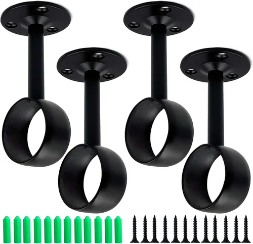 Paquete de 4 soportes de barra de cortina de acero inoxidable de alta resistencia de 1 pulgada, soportes de extremo para poste de armario, soporte
