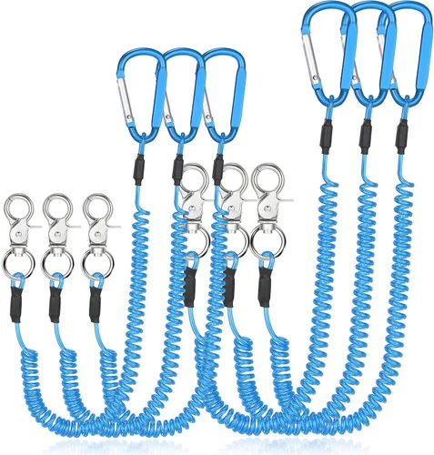 Miniatura 10 de Woanger Paquete de 6 Cordones de Pesca de Alambre de Acero Enrollado Cordones para Herramientas Cordones para Herramientas de Mano Kayak Correa