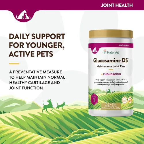 Miniatura 3 de NaturVet Glucosamina DS - Cuidado de mantenimiento de nivel 1 Cuidado preventivo para mantener el cartílago saludable y la función articular