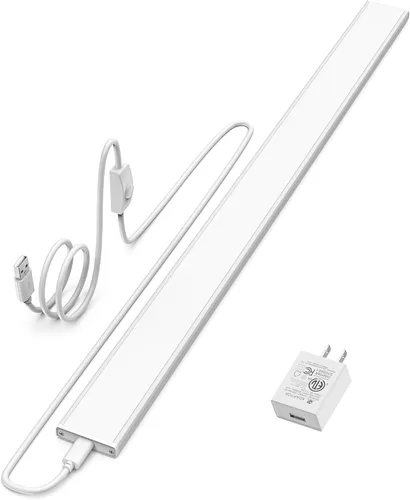 Miniatura 10 de ASOKO Iluminación LED para debajo del gabinete, barra de tira de luz de 12 pulgadas, luz blanca fría 6000 K regulable con enchufe USB, pequeña