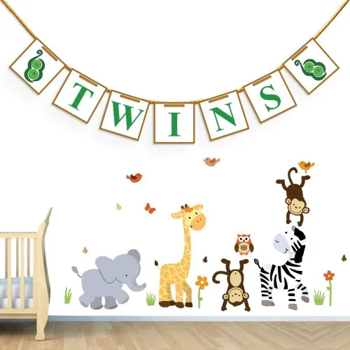 Miniatura 3 de [usa-sales] Twins Baby Shower Banner guirnalda, Baby Shower Decoraciones, Photo Booth props, nuevo diseño contemporáneo de usasales vendedor