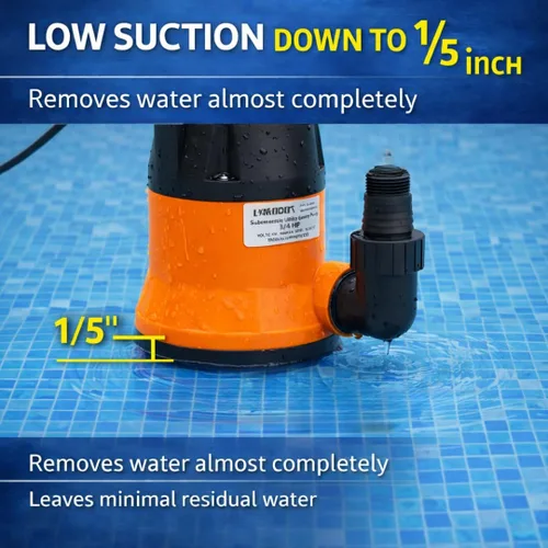 Miniatura 6 de Bomba de agua sumergible con kit de manguera de jardín de 25 pies, bomba de sumidero, bomba de utilidad con cable de alimentación de 25 pies, bomba