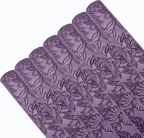 Miniatura 8 de 7 hojas de piel sintética en relieve para hacer aretes y monederos, 8.2 x 11.8 pulgadas con hojas de flores en relieve, hojas de tela sintética