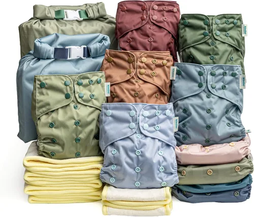 Miniatura 17 de Kinder Juego de 5 pañales de tela reutilizables para bebé, estilo bolsillo, camiseta atlética que absorbe la humedad, recién nacido a orinal 7-60