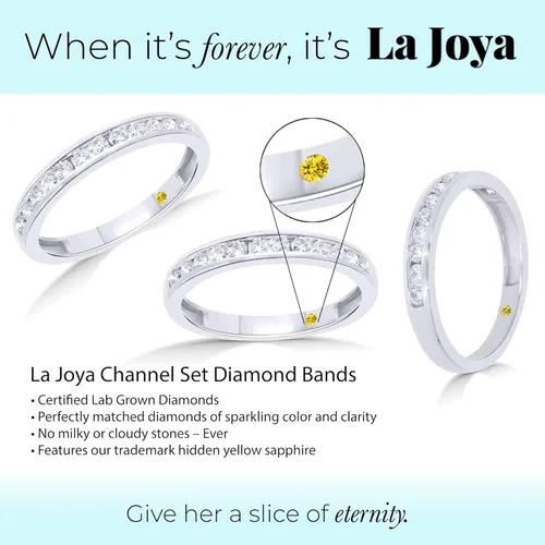 Miniatura 3 de La Joya 16 - 12 CT TW Certified Lab Created Diamond Channel Rings - Sparkling 10k Solid Gold Wedding Band, Stackable Band, Promise Ring and