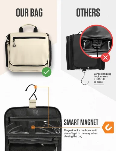 Miniatura 6 de VENTURE 4TH Neceser de viaje colgante para mujeres y hombres - Organizador grande de artículos de tocador con 18 compartimentos, bolsa extraíble