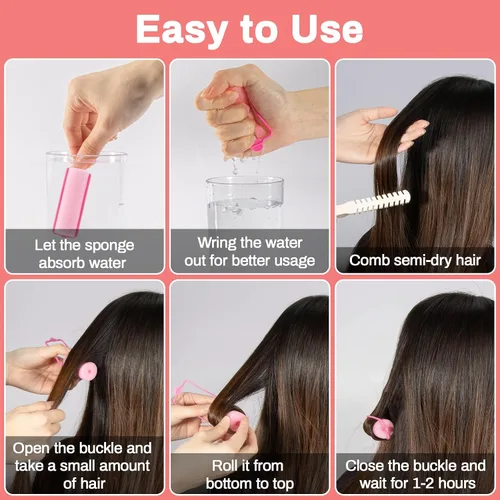 Miniatura 4 de MAQIHAN 40 rodillos de espuma para el cabello - rodillos de esponja de 0.98 pulgadas para rizadores de cabello sin calor para cabello corto/largo