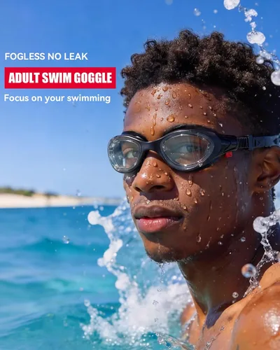Miniatura 2 de Aegend Gafas de natación antivaho sin fugas para adultos, hombres y mujeres claro negro