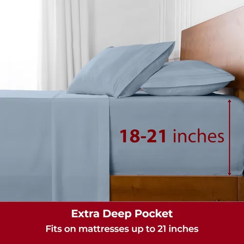 Miniatura 6 de Mellanni Sábanas extra profundas King – 4 piezas de ropa de cama de la colección Iconic – Lujosas y ultrasuaves – Sábanas refrescantes – Resistente